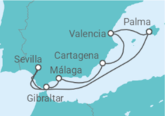 Itinerario del Crucero Viaje de Nochevieja a España y Gibraltar - AIDA