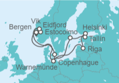 Itinerario del Crucero Letonia, Finlandia, Estonia, Suecia, Alemania, Noruega, Dinamarca - AIDA