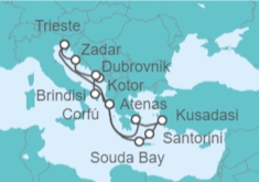 Itinerario del Crucero Montenegro, Croacia, Italia, Grecia, Turquía - AIDA