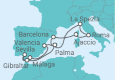 Itinerario del Crucero Italia, Francia, España, Gibraltar - AIDA