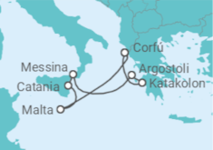 Itinerario del Crucero Islas mediterráneas desde Corfú - AIDA