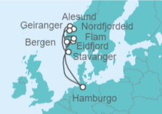 Itinerario del Crucero Los fiordos noruegos con Geiranger - AIDA