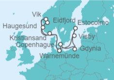 Itinerario del Crucero Las costas del Mar del Norte y del Mar Báltico I - AIDA