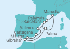 Itinerario del Crucero España, Francia y Gibraltar - AIDA