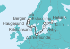 Itinerario del Crucero Suecia, Estonia, Finlandia, Alemania, Noruega - AIDA