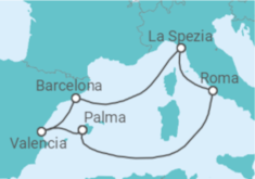 Itinerario del Crucero Viaje de Navidad a España e Italia - AIDA