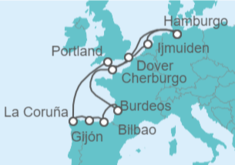 Itinerario del Crucero Francia, España, Reino Unido, Holanda - AIDA