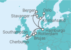 Itinerario del Crucero Noruega, Alemania, Holanda, Bélgica, Reino Unido, Francia - AIDA