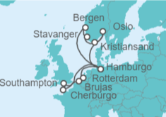 Itinerario del Crucero Holanda, Bélgica, Francia, Reino Unido, Alemania, Noruega - AIDA