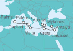 Itinerario del Crucero De Mallorca a Antalya - AIDA