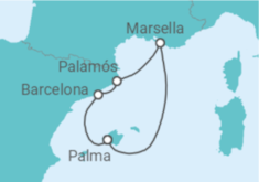 Itinerario del Crucero Costa Azul y Costa Brava - AIDA