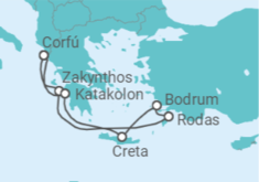 Itinerario del Crucero Grecia, Turquía - AIDA