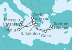 Itinerario del Crucero Islas Griegas y Adriático - AIDA