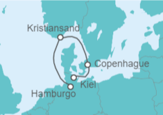 Itinerario del Crucero Minicrucero a Kristiansand y Copenhague - AIDA