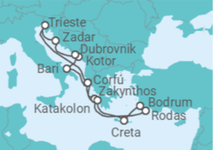 Itinerario del Crucero Adriático y Grecia - AIDA