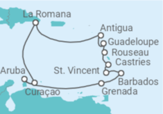 Itinerario del Crucero Santa Lucía, Guadalupe, Antigua Y Barbuda, República Dominicana, Curaçao, Aruba - AIDA