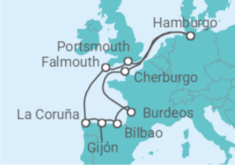 Itinerario del Crucero Canal de la Mancha y Golfo de Vizcaya - AIDA