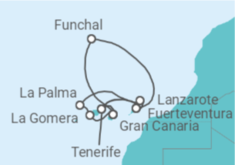 Itinerario del Crucero Gran viaje a las Islas Canarias con La Gomera y Madeira - AIDA