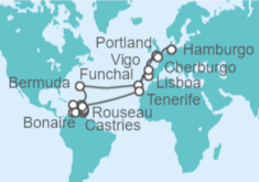 Itinerario del Crucero Portugal, Bermudas, Saint Maarten, República Dominicana, Aruba, Bonaire, San Eustaquio y Saba, Sa... - AIDA