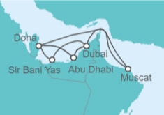 Itinerario del Crucero Gran viaje a Oriente desde Dubái - AIDA