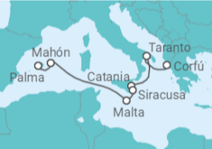 Itinerario del Crucero Grecia, Italia, Malta, España - AIDA