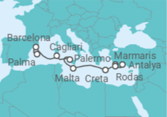 Itinerario del Crucero Turquía, Grecia, Malta, Italia, España - AIDA