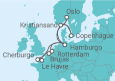 Itinerario del Crucero Holanda, Bélgica, Francia, Alemania, Dinamarca, Noruega - AIDA