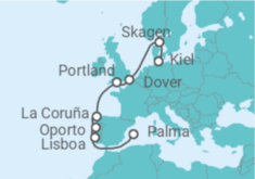 Itinerario del Crucero Reino Unido, España, Portugal - AIDA