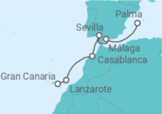 Itinerario del Crucero Canarias, Marruecos y Andalucía II - AIDA