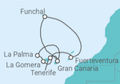 Itinerario del Crucero Viaje de vacaciones a las Islas Canarias y Madeira - AIDA