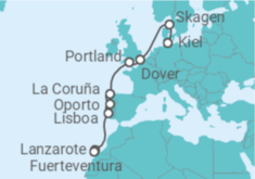 Itinerario del Crucero Reino Unido, España, Portugal - AIDA