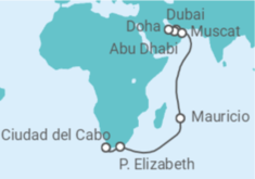 Itinerario del Crucero Desde Dubái (EAU) a Ciudad del Cabo (Sudáfrica) - AIDA