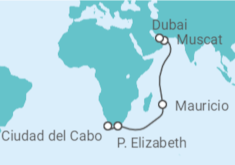 Itinerario del Crucero Sudáfrica, Mauricio, Omán, Emiratos Árabes - AIDA