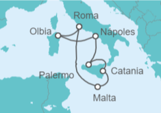 Itinerario del Crucero Italia y Malta - AIDA