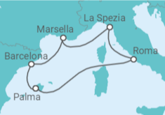 Itinerario del Crucero Italia, Francia, España - AIDA