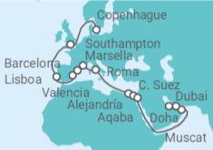 Itinerario del Crucero Desde Copenhague a Dubái - MSC Cruceros