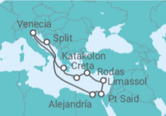 Itinerario del Crucero Italia, Grecia, Egipto - MSC Cruceros