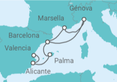 Itinerario del Crucero Italia, Francia, España - MSC Cruceros