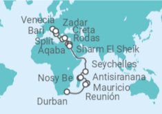 Itinerario del Crucero Desde Bari a Durban - MSC Cruceros