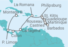 Itinerario del Crucero Centroamérica y el Caribe - AIDA