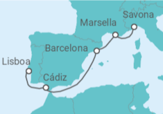 Itinerario del Crucero España, Francia - Costa Cruceros