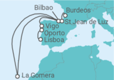 Itinerario del Crucero Portugal, España, Francia - Seadream Yacht Club