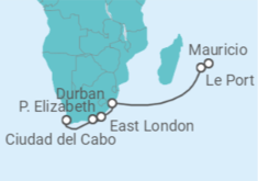 Itinerario del Crucero Desde Ciudad del Cabo a Port Louis - AIDA