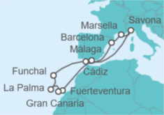 Itinerario del Crucero España, Francia, Italia - Costa Cruceros