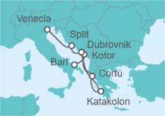 Itinerario del Crucero Montenegro, Grecia y Croacia - Costa Cruceros