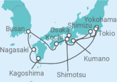 Itinerario del Crucero Viaje Completo a Japón con fuegos artificiales en Kumano desde Barcelona - Princess Cruises