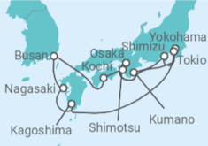 Itinerario del Crucero Viaje Completo a Japón con fuegos artificiales en Kumano desde Madrid - Princess Cruises