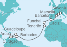 Itinerario del Crucero Desde Guadalupe a Savona  - Costa Cruceros