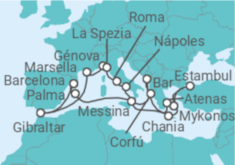 Itinerario del Crucero Gibraltar, Francia, Italia, Grecia, Turquía, España - Princess Cruises