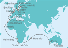 Itinerario del Crucero Segmento de Vuelta al mundo: de Adelaida (Australia) a Dover - Princess Cruises